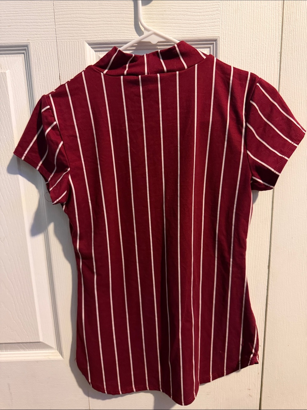 Women’s Red Stripe V-Neck Tee with 'Too Hotty' Print - Picture 2 of 2